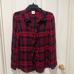 CAbi Red and Black Plaid Button Down Shirt